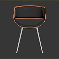 Modern Single Chair With Orange Black Upholstery and Sleek Metal Legs