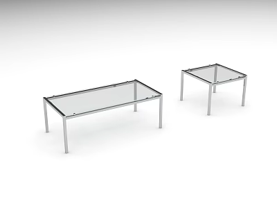 Sleek Modern Coffee Tables With Clear Glass Top And Metal Legs Design 3d model