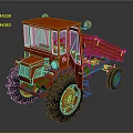 Vintage Orange Tractor With Enclosed Cab Dump Bed And Large Black Tires