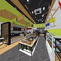 Dessert Shop Interior With Wooden Decor Green White Walls Pastry Display And Customer Seating