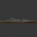Detailed Battleship Model With Turrets Masts And Weathered Hull Color Design