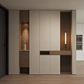 Elegant Modern Shoe Cabinet with LED Lighting and Wooden Panels in Minimalist Design