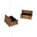 Open Wooden Crates With Slatted Design And Rustic Natural Finish