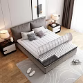 Comfortable Quilted White Mattress In Modern Bedroom With Gray Headboard And Nightstands