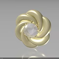 Elegant Gold Tone Spiral Petal Fashion Brooch With Clear Crystal Center