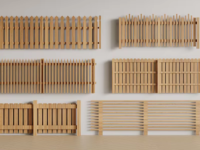 Different Types of Wooden Railings Showcasing Various Designs for Home Use 3d model