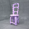 Purple Accent Chair With Unique Sculptural Design And Hollow Backrest In Gray Concrete Setting