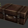 Vintage Brown Leather Suitcase With Metal Buckles Leather Straps and Handle