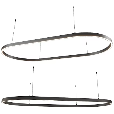 Modern Black Oval Chandelier with Metal Frame LED Lighting and Hanging Design 3d model