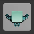 3D Light Blue Robot Model With Cubic Head Round Eyes And White Base
