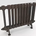 Vintage Cast Iron Radiator With Vertical Fins And Dark Finish Base Structure