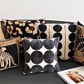 Chic Velvet Throw Pillows With Leopard Polka Dot And Geometric Patterns For Home Sofa Decor 3d model