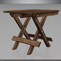 Simple Wooden Folding Table With Square Top And Crossed Legs For Outdoor Use
