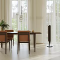 Modern Restaurant Interior Featuring Dining Table Chairs Plants Pendant Light And Natural Light