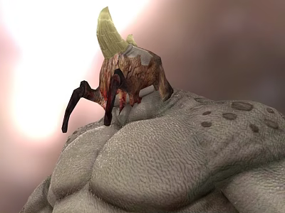 Parasitic Creature With Yellow Top On Gray Muscular Shoulder Featuring Red Details 3d model