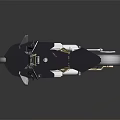Sleek Modern Motorcycle Design With Dark Metallic Body And Gold Accent Frames