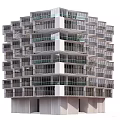 Modern High Rise Commercial Complex Featuring Unique Exterior Design Windows And Balconies