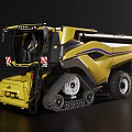Efficient Yellow Combine Harvester With Tracked Wheels And Harvesting Equipment Cabin