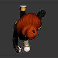 Animated Female Character With Red Hair And Black Outfit Running