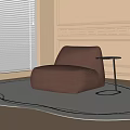 Single sofa lazy sofa leisure chair side table 3d model