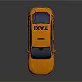 Yellow Taxi Car With Checkerboard Pattern And Roof Sign On Black Background