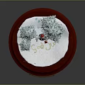 Decorative Snow Globe Ornament Set With Santa Claus Pine Trees And Red Lenox Base