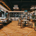 Flower Cafe Exterior With Green Facade Large Glass Windows Hanging Plants And Flower Stand