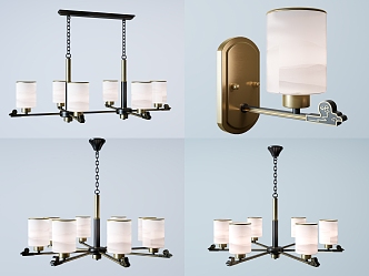 New Chinese Metal Multi-head Chandelier Wall Lamp 3d model