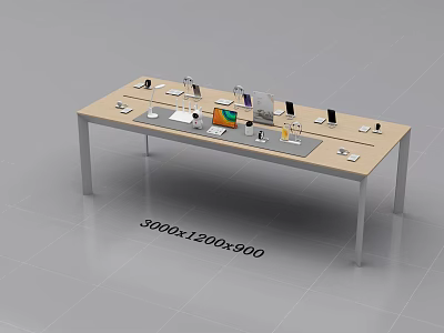 Modern Display Shelf With 3000x1200x500 Dimensions Displaying Phones Tablets Laptops And Accessories 3d model