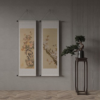 New Chinese Plant Painting Decorative Painting 3d model