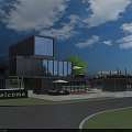 Modern Container Building With Glass Facade Large Windows Staircase And Outdoor Terrace