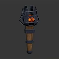 Elegant Sports Equipment Torch With Wooden Metal Cage Frame And Burning Flame