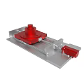 Industrial Mechanical Device With Red Component And Silver Rail Structure 3d model