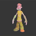3D Cartoon Character Wearing White Cap Black T-shirt Blue Pants White Shoes On Dark Background