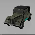 Vintage Green Military Vehicle with Black Top Classic Grille Headlights and Retro Design