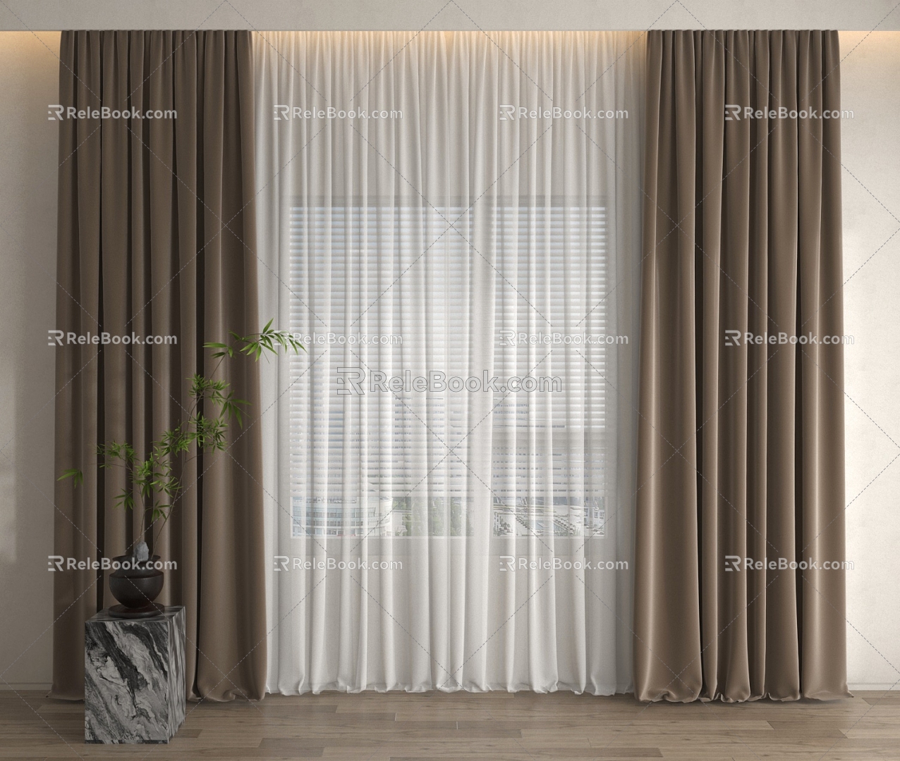 Modern Curtain Fabric Curtain Gauze Curtain Pleated Curtain Fabric 3d model