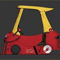 Red Children's Toy Car With Yellow Roof Black Wheels And White Headlights Design