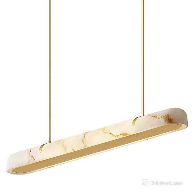 Modern Gold Marble Pendant Light With Long Strip Design And Hanging Cords 3d model