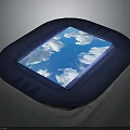 Modern Electronic Display Device With Blue Frame Showing Clear Sky And White Clouds 3d model