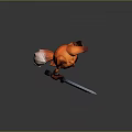 Vibrant Orange Fox Game Character With Large Ears Blue Outfit Holding Sword And Brown Boots