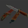 Sharp Tactical Knife With Red Handle And Metal Sheath Design Features