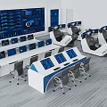 Modern Intelligent Control Room Desk And Chair Combination Equipped With Multiple Digital Display Screens