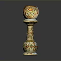 Ornate Decorative Candle Holder With Intricate Floral Patterns And Gold Accents