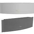 Modern Air Conditioner Fan With Sleek Curved Design In Silver And Dark Gray