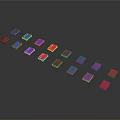 Colorful Geometric Blocks of Different Colors Arranged on Dark Background