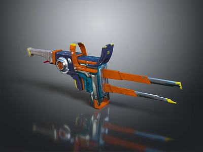 Futuristic Sci-Fi Weapon Featuring Orange And Blue Mechanical Structure With Detailed Design 3d model