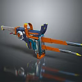Futuristic Sci-Fi Weapon Featuring Orange And Blue Mechanical Structure With Detailed Design 3d model