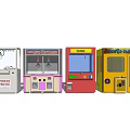 Diverse Colorful Amusement Arcade Equipment Including Claw Machines And Coin Games