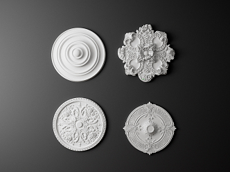 European-style lamp plate carved flower plate line 3d model