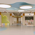 Child Friendly Elevator Corridor With Colorful Ceiling Lighting And Playful Decorations 3d model